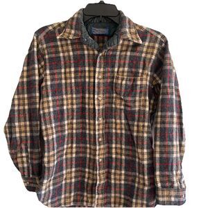 Pendleton Plaid Wool Shirt Mens Small  100% Virgin Wool Vintage